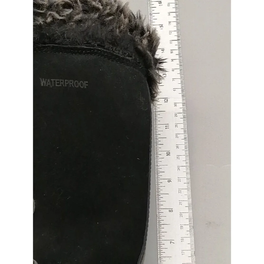 Northside Womens Snow Boots Black Suede Lace Up Waterproof Faux Fur Lined 8